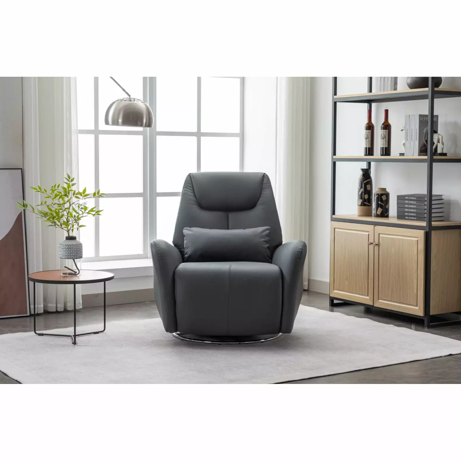 Dark Grey PU Recliner Electric Sofa Multifunctional Rotating Adjustable Seat Home LMing