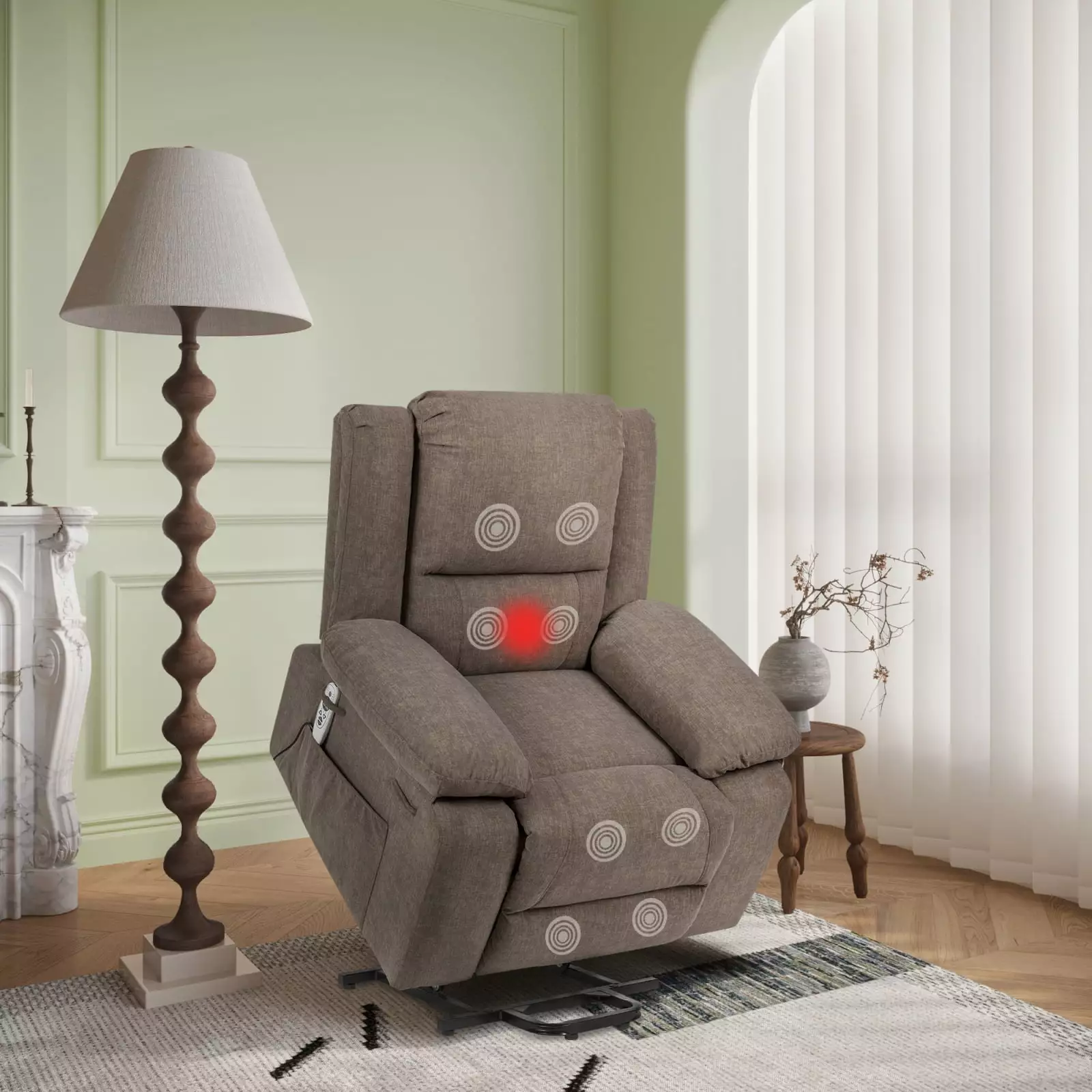 Miekor Electric Power Recliner Chair Massage and Heating - Brown Elderly