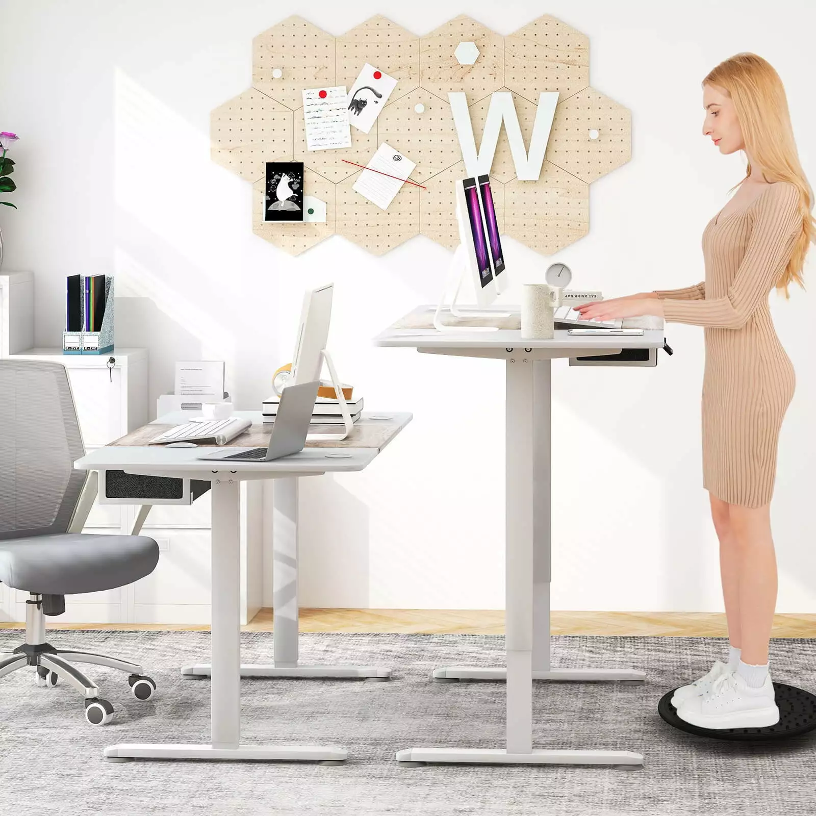 Amijoy 55x28 Inch Electric Standing Desk USB Charging Port Memory Preset Controller