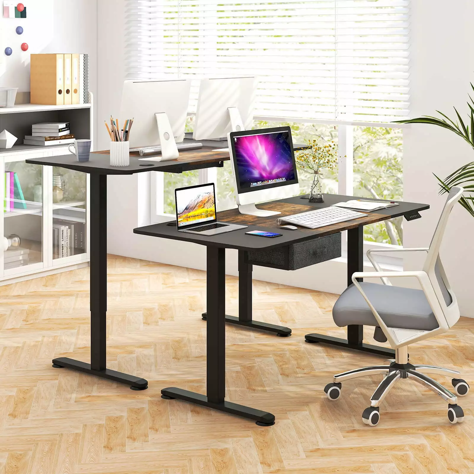 Amijoy 55x28 Inch Electric Standing Desk USB Charging Port Memory Preset Controller