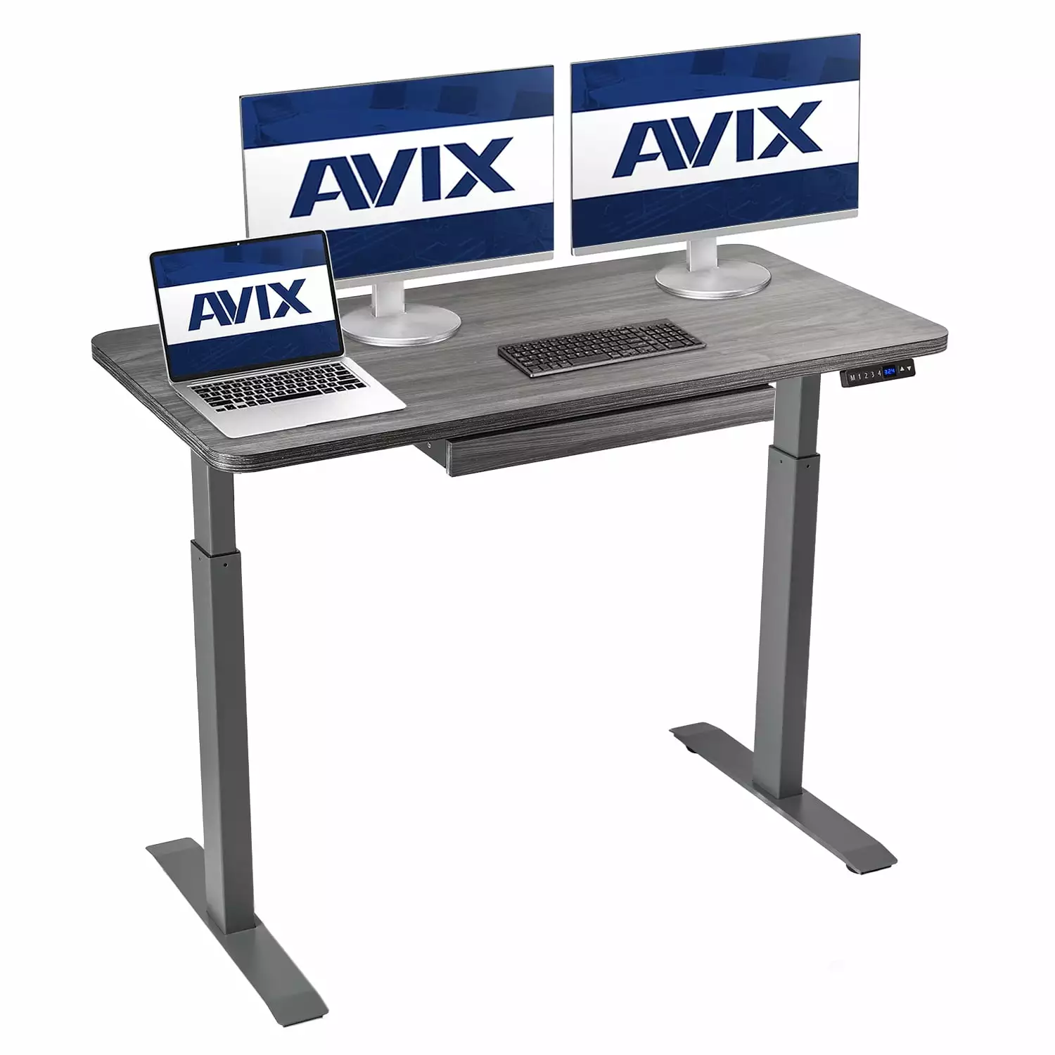 AVIX Dual Motor Electric Standing Desk Drawer 48 x 24 Inch USB Charging Port 4 Memory Presets