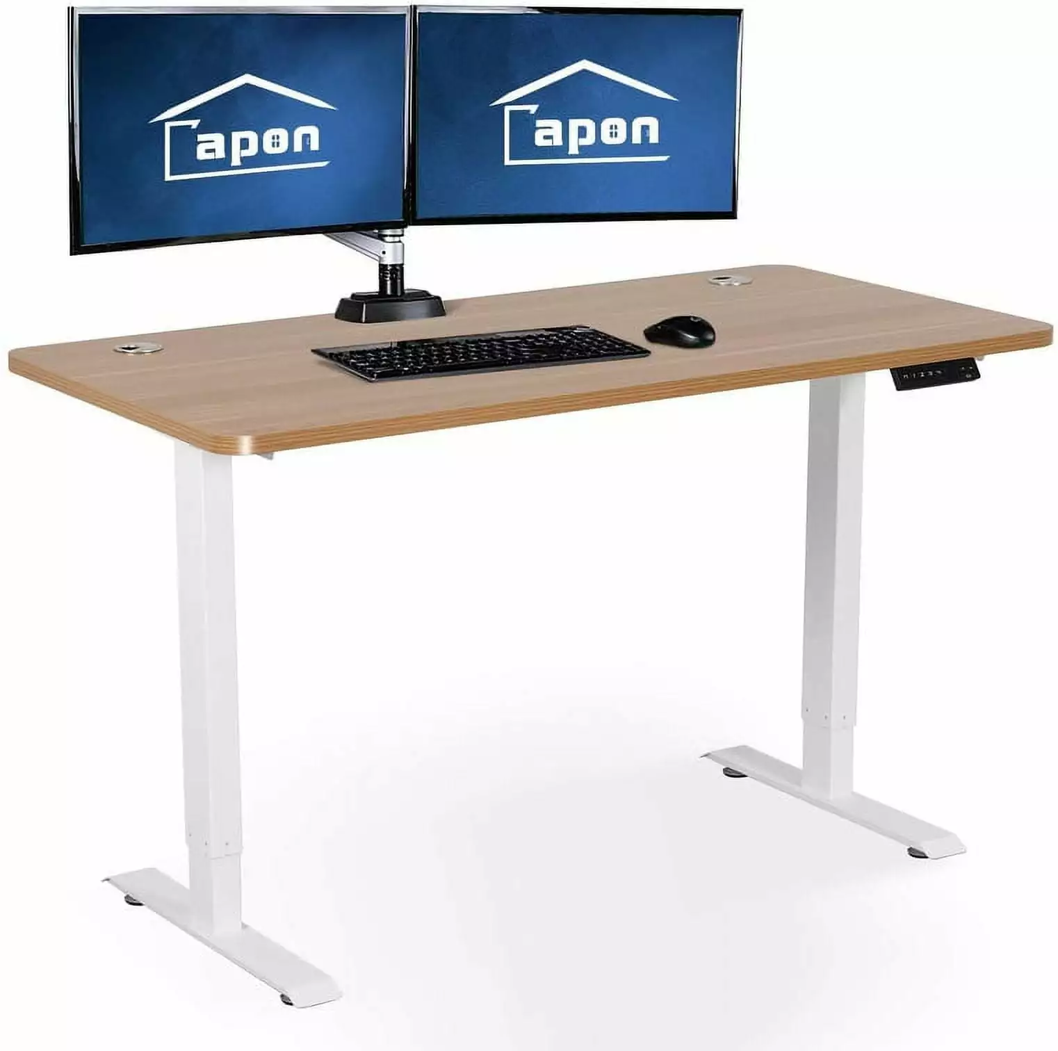 55x28 Inches Electric Standing Desk Height Adjustable Dual Motor Stand Up Desk Workstation White Frame Yellow Top CAPON