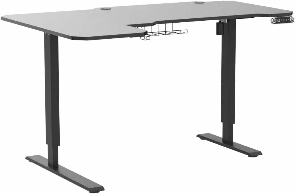 L-Shaped 59 Inch Electric Standing Desk Adjustable Height Sit Stand Computer Desk Home Office Black Frame FHWM1536