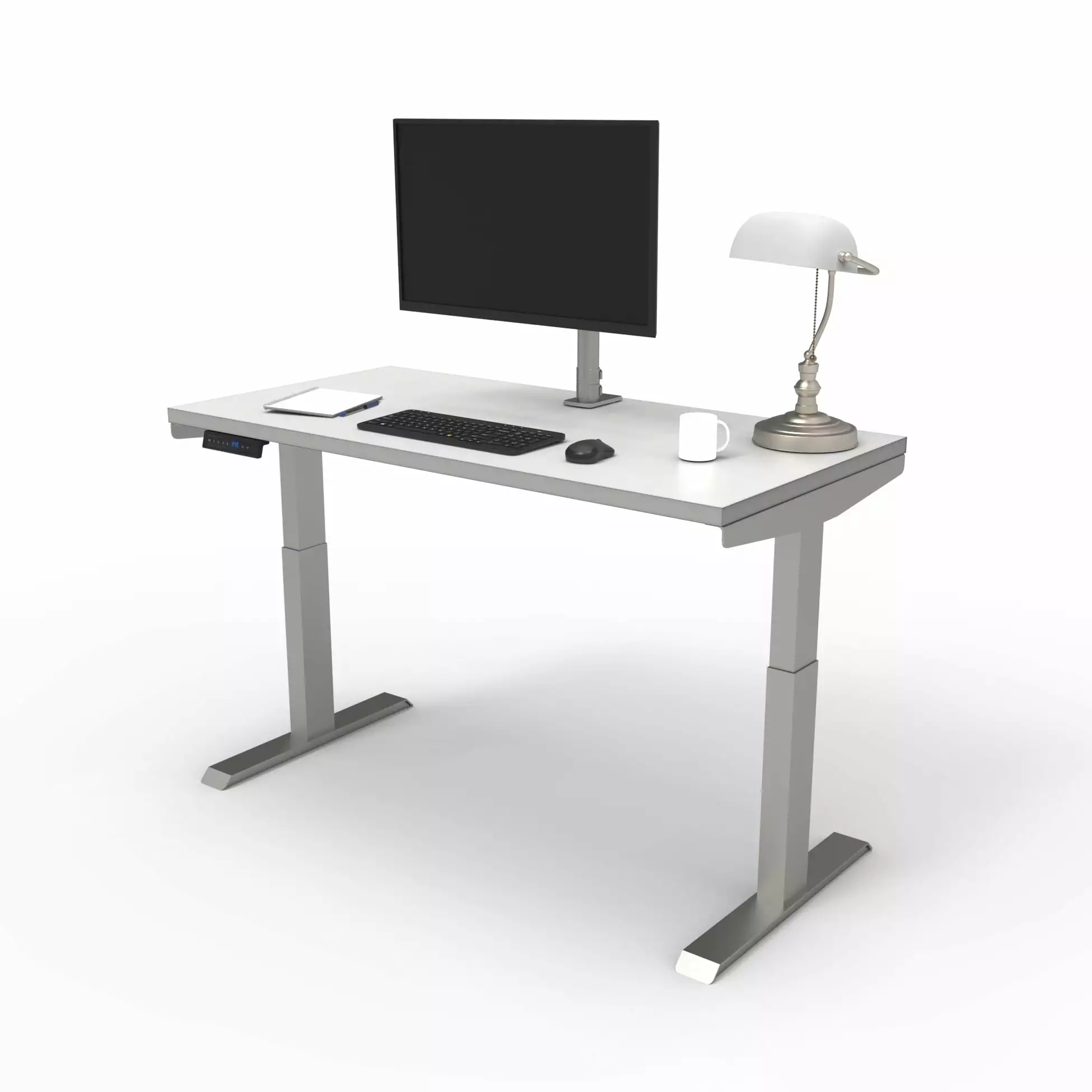 Lift It Dual Motor Electric Height Adjustable Desk 48x24 - Brushed Silver Frame White Top