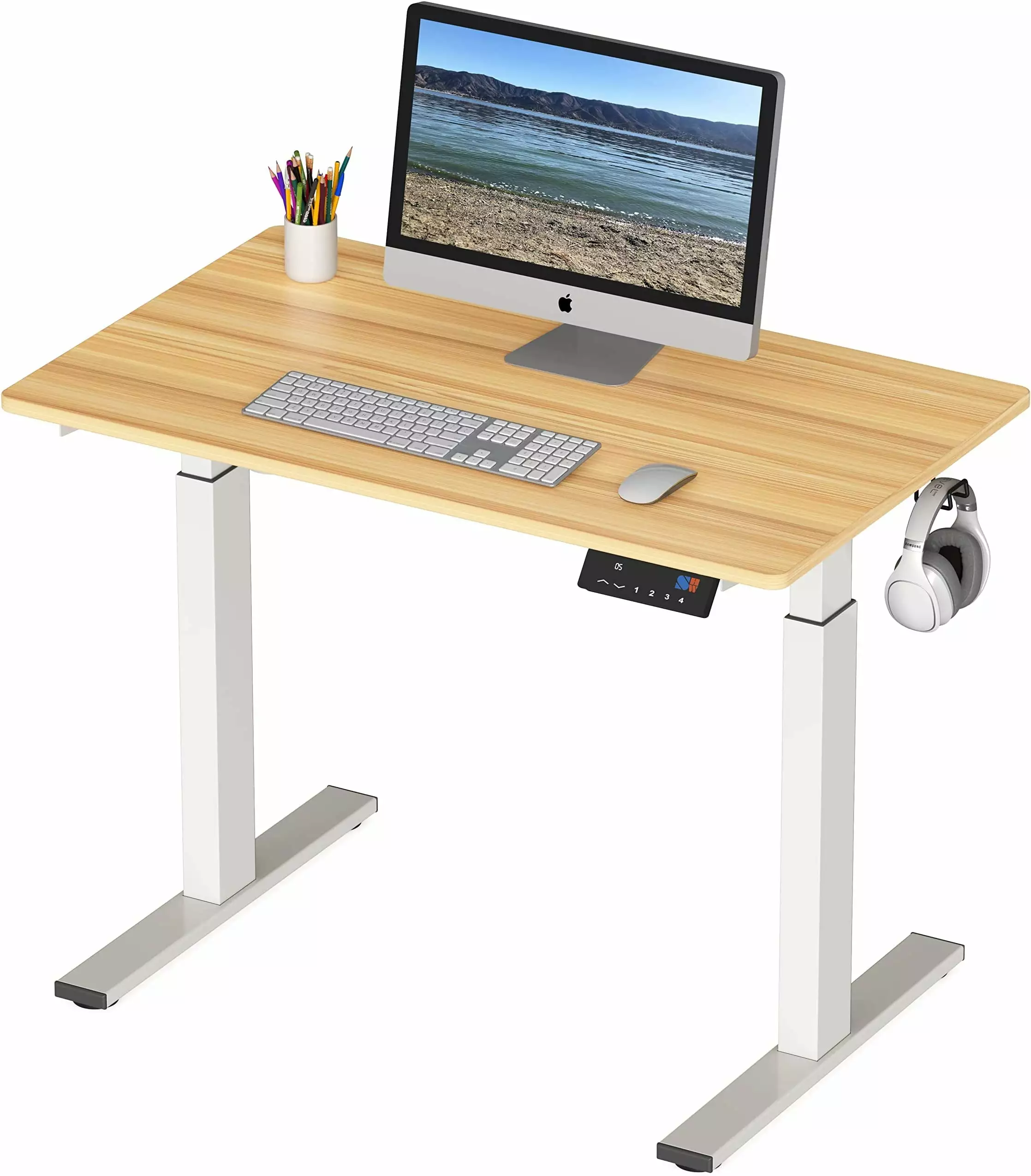 SHW 40-INCH ELECTRIC HEIGHT ADJUSTABLE DESK OAK