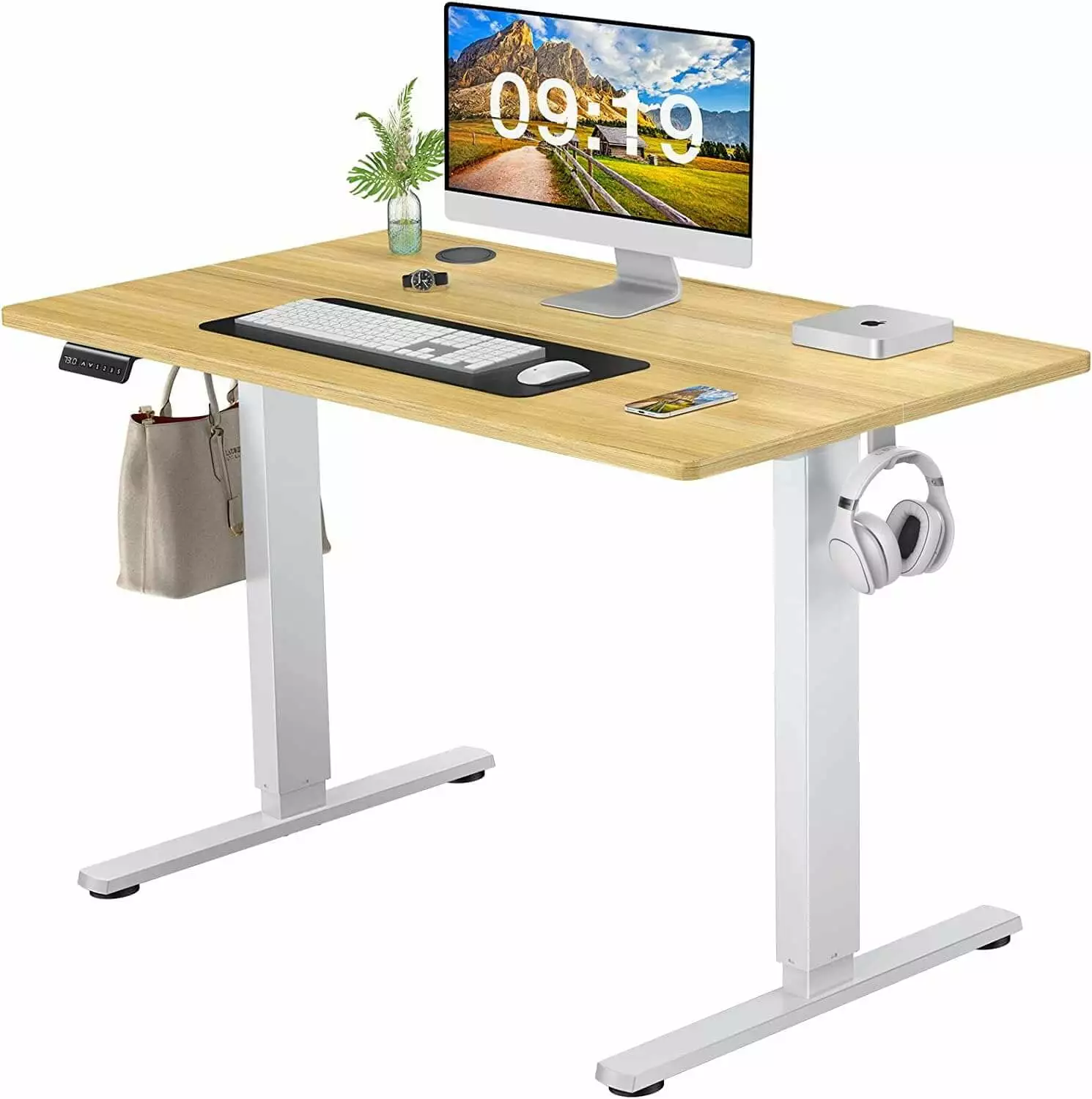 Electric Height Adjustable Standing Desk Sit to Stand Ergonomic Computer Desk Yellow 40x24 SMHZ