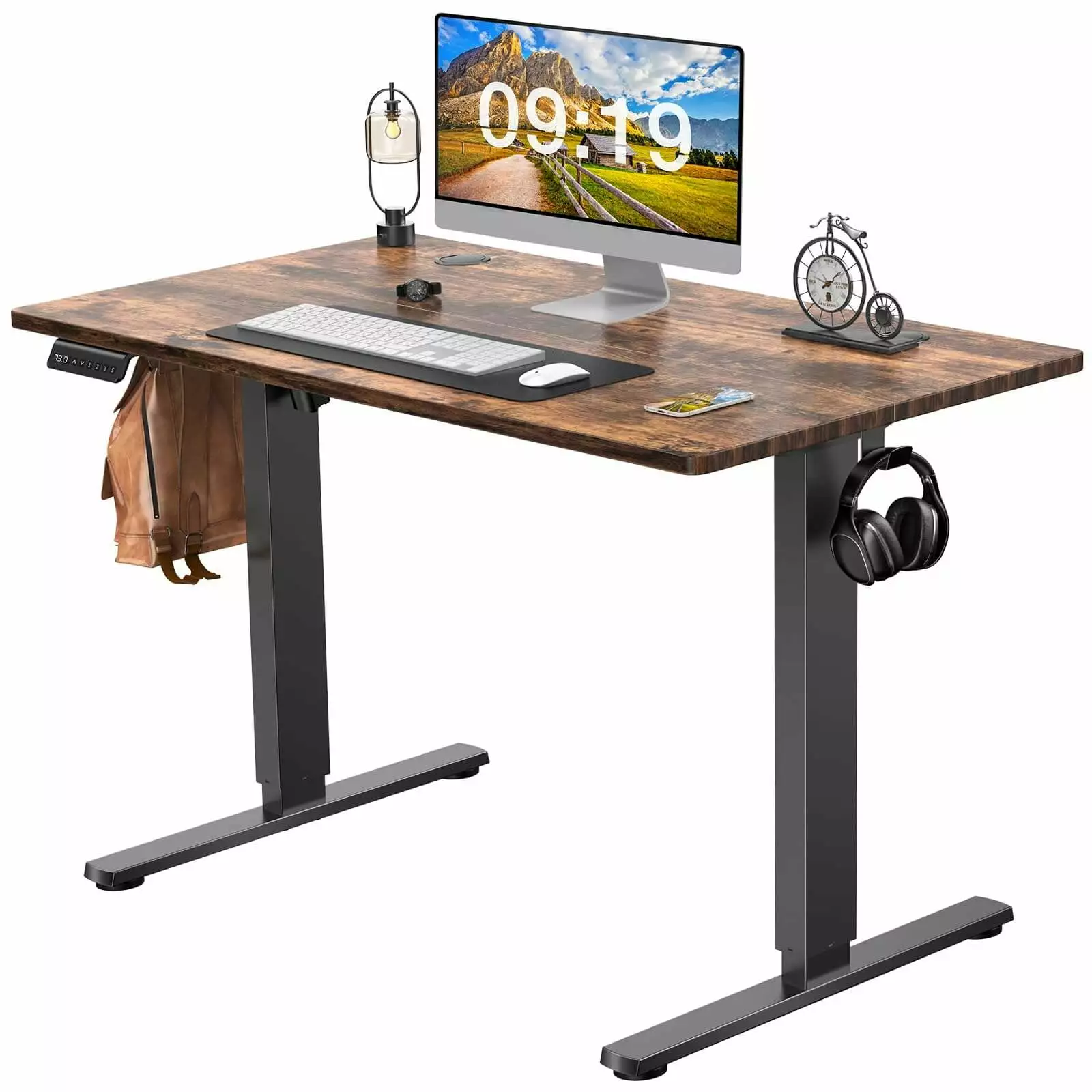 Electric Height Adjustable Standing Desk Sit to Stand Ergonomic Computer Desk Brown 40x24 SMHZ