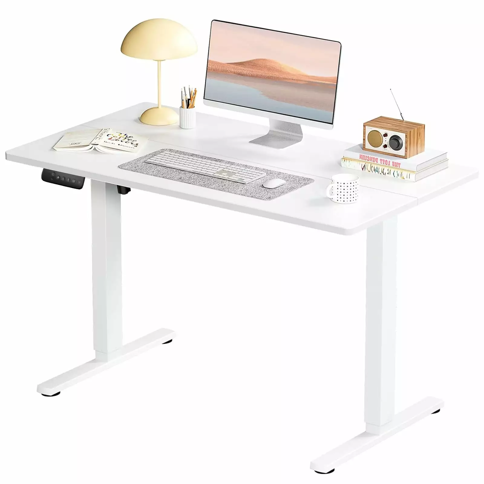 UNIFULL Standing Desk Electric Height Adjustable 48 x 24 Inches Sit Stand Desk Home Office Whole-Piece Desk Board