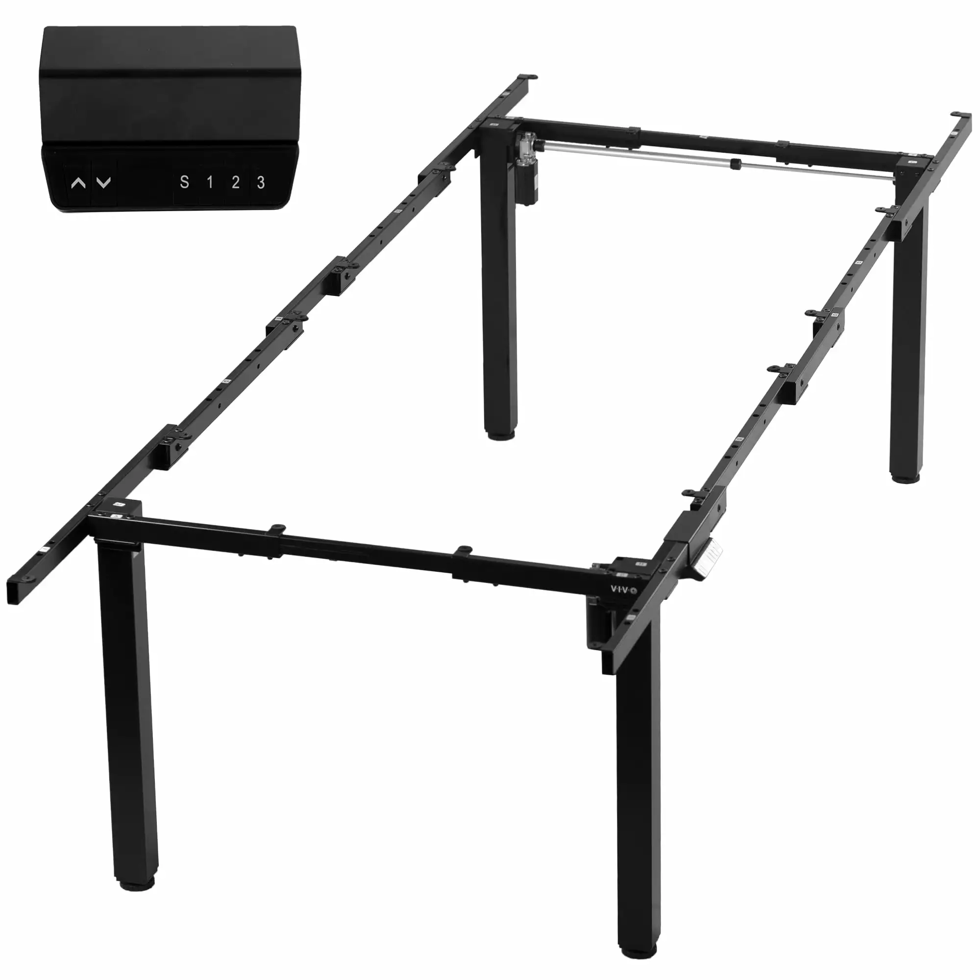 VIVO Black Electric Dual Motor Height Adjustable 4 Leg Standing Desk Frame