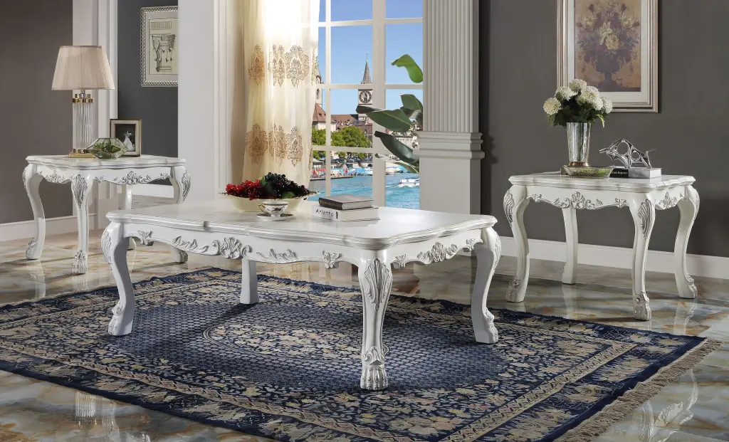 Dresden End Table Bone White Finish acme onsite store
