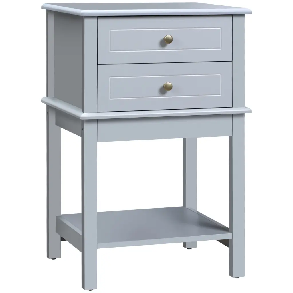 Homcom Modern Side Table 2 Storage Drawers End Table aosom business