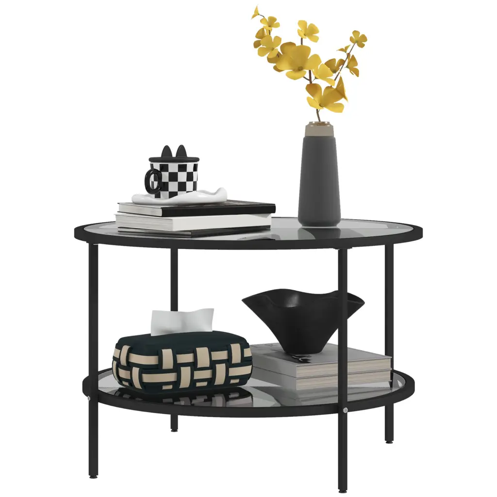 Homcom Side Table Storage 26 Inch Round End Table 2 Tier Tempered Glass aosom business