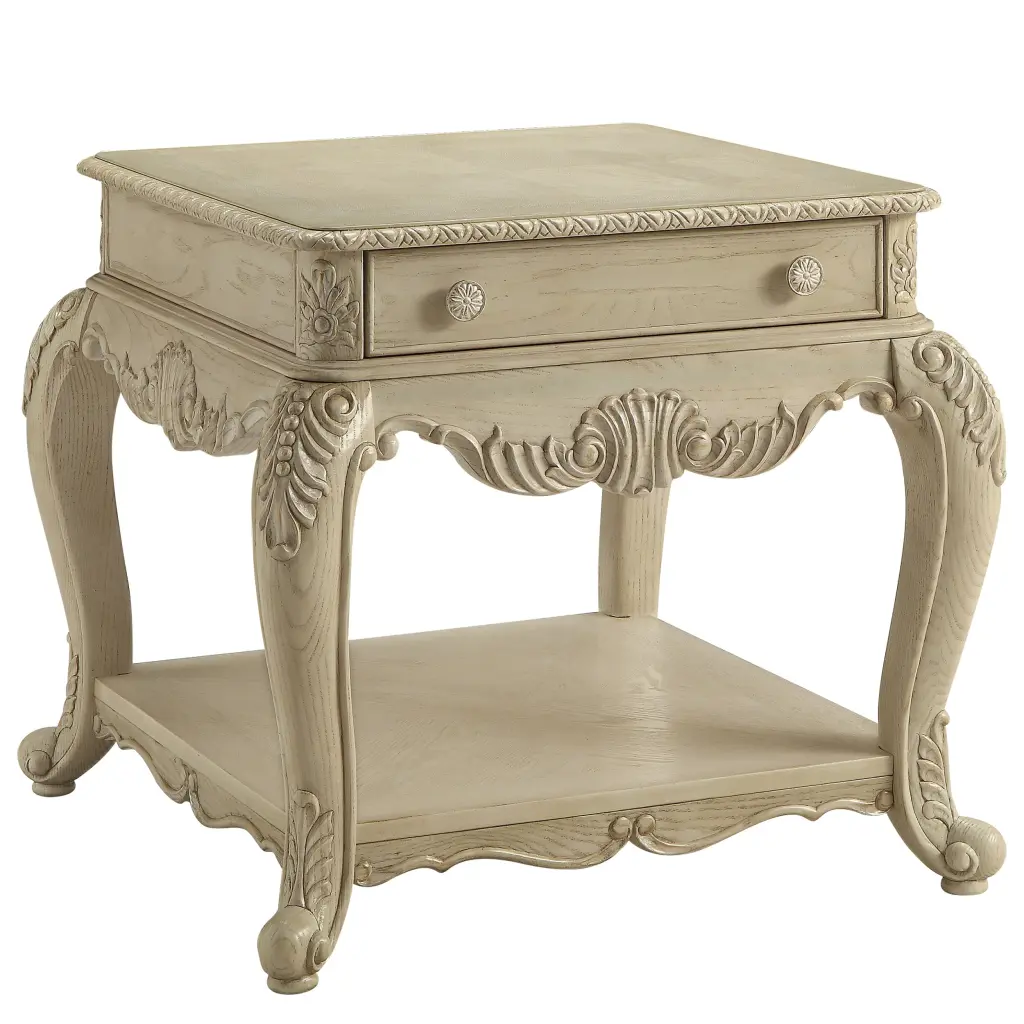 Antique White End Table Bottom Shelf White Primary Living Space furniture max