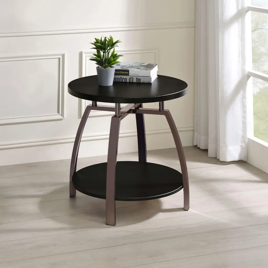 Dark Grey And Black Nickel End Table Dark Gray Primary Living Space furniture max