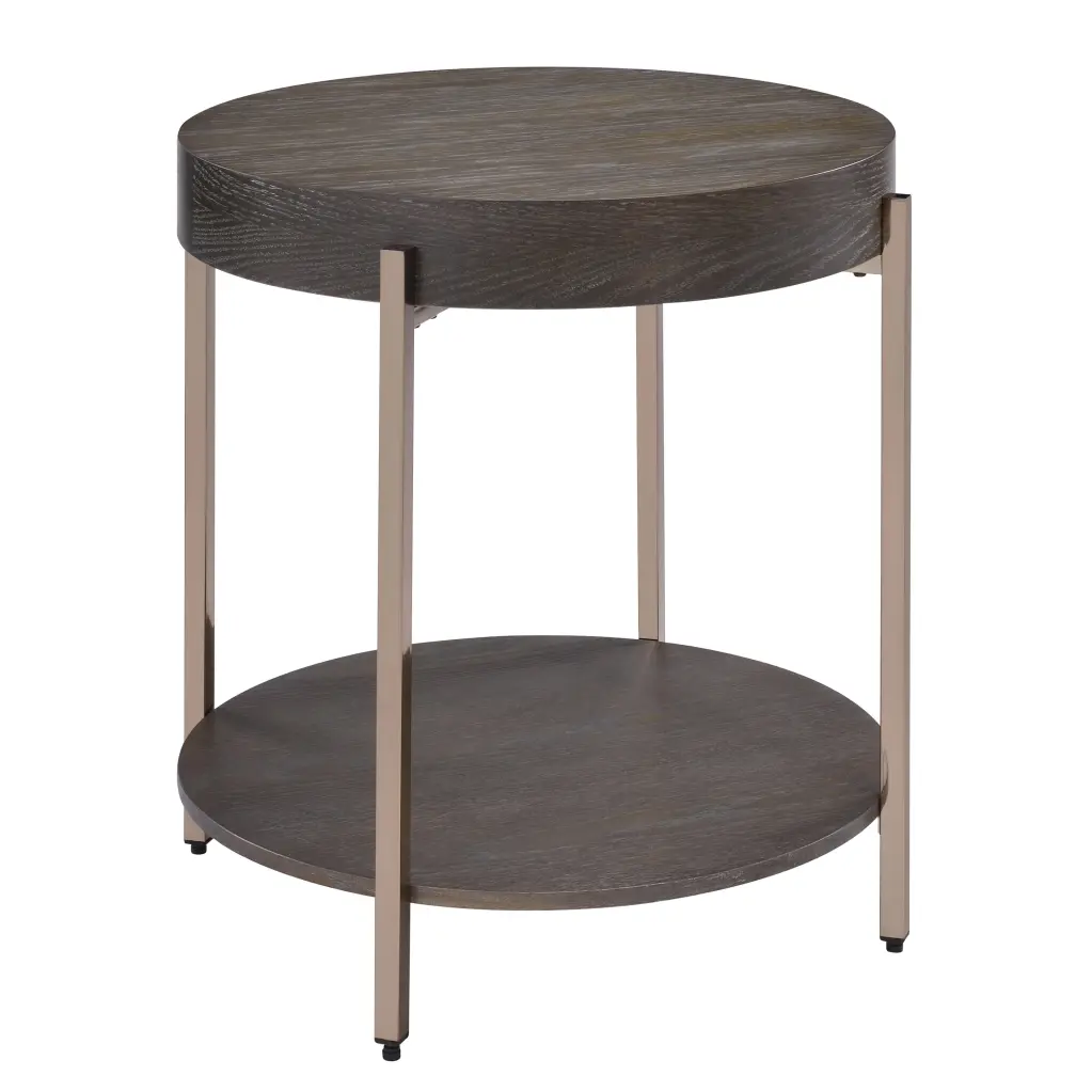 Dark Oak And Champagne 1 Shelf End Table Light Brown Living Room furniture max