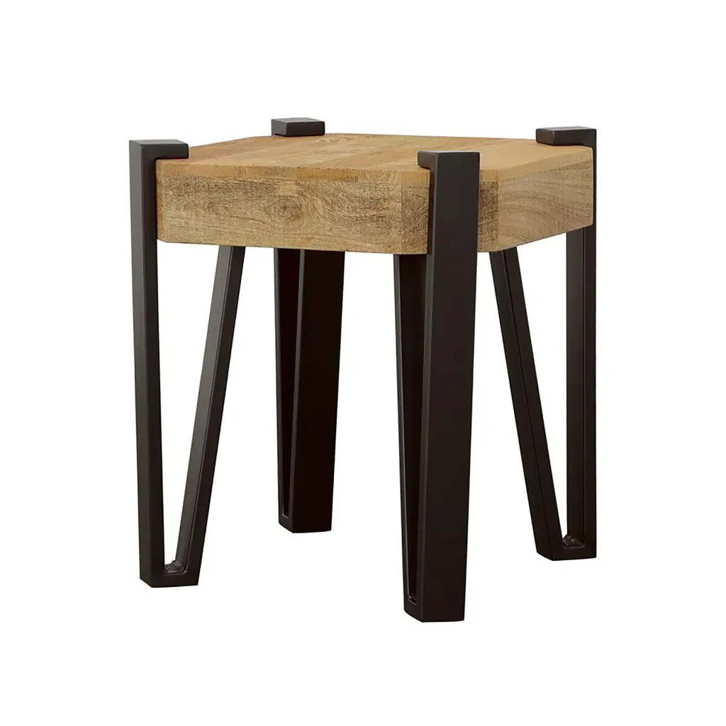 Natural And Matte Black Rectangular End Table Living Space furniture max