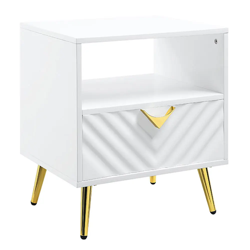 White High Gloss End Table Shelf Mid Century Modern furniture max