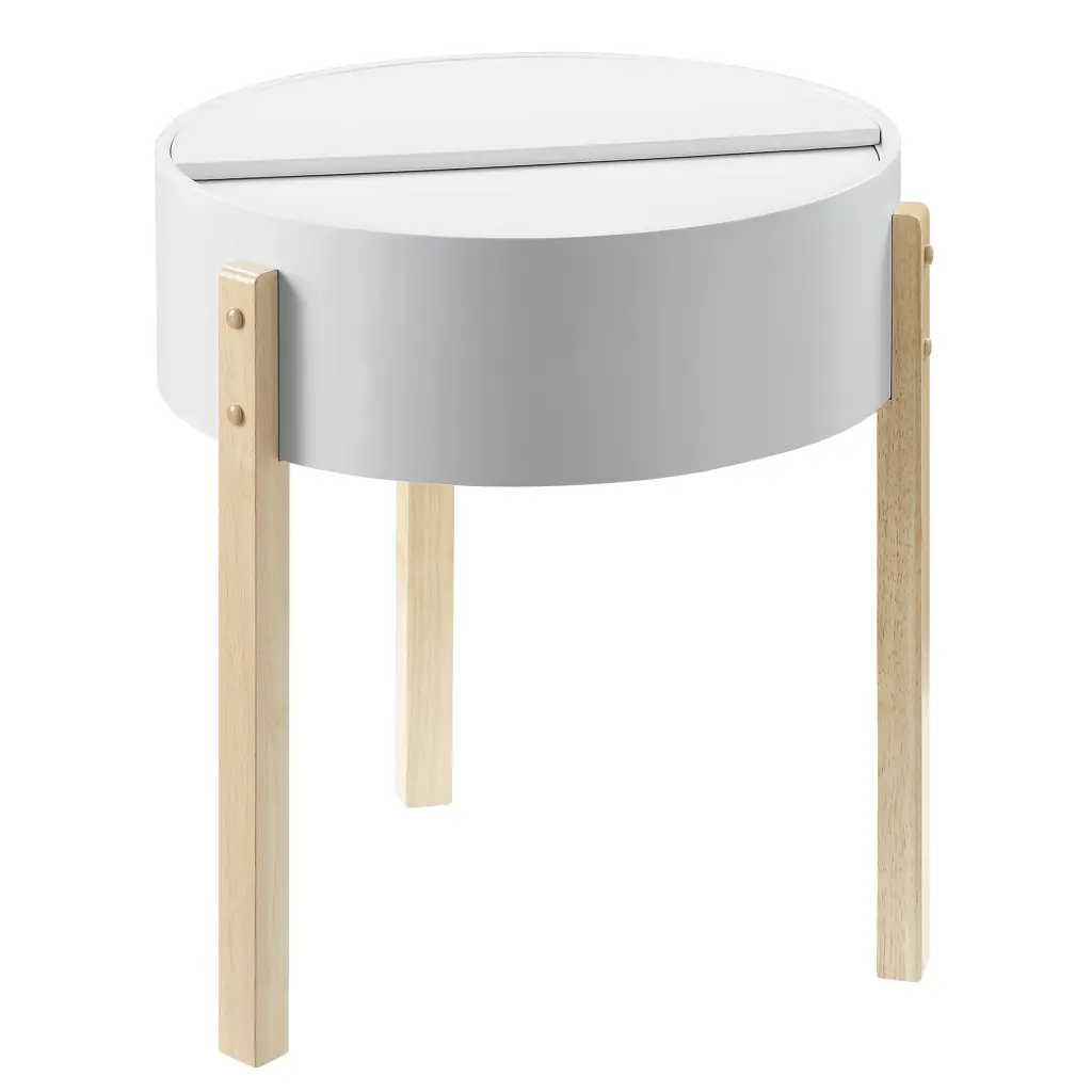 White And Natural End Table Hidden Storage White Natural Primary furniture max