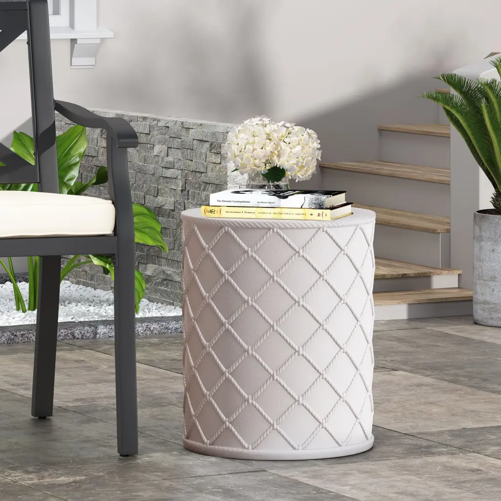 End Table Antique White Magnesium Oxide nh-gardenpara