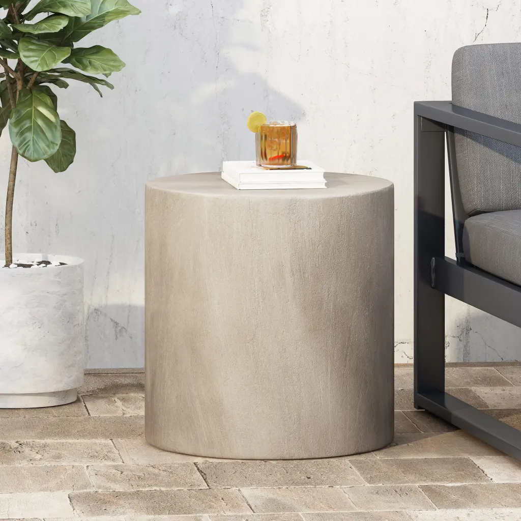 Light Concrete Side Table Light Gray Magnesium Oxide nh-gardenpara