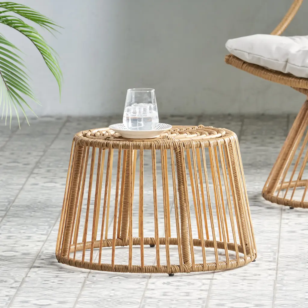 Elaine Side Table Light Brown Rattan Modern End Table Living Room nh-kisa