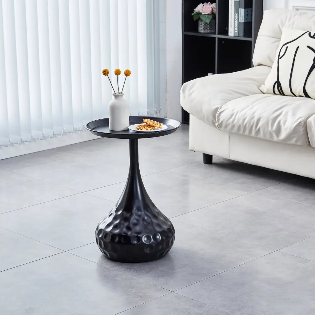 Black Metal Side Table Round End Table Small Sofa Table Nightstand rnb