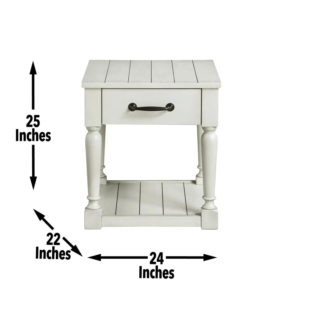 Hemingway End Table White Wood Nightstand Side Table Living Room steve silver furniture