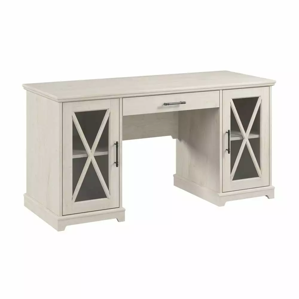 Bush Lennox Engineered Wood Desk Keyboard Tray Linen White Oak - Home Office Desk Bush Furniture