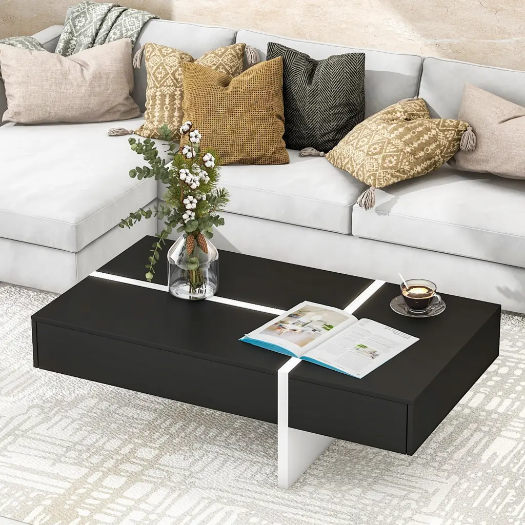 Contemporary Rectangle Design Living Room Furniture Modern High Gloss on-trend