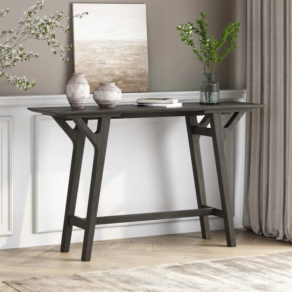 Divo Console Table Grey Rubber Wood Entryway Table Storage nh-inmax