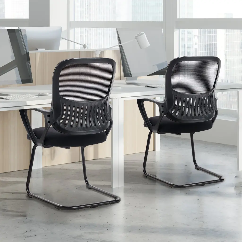 Mid Back Tinquire Chair Lumbar Support Black Office Chair w2201
