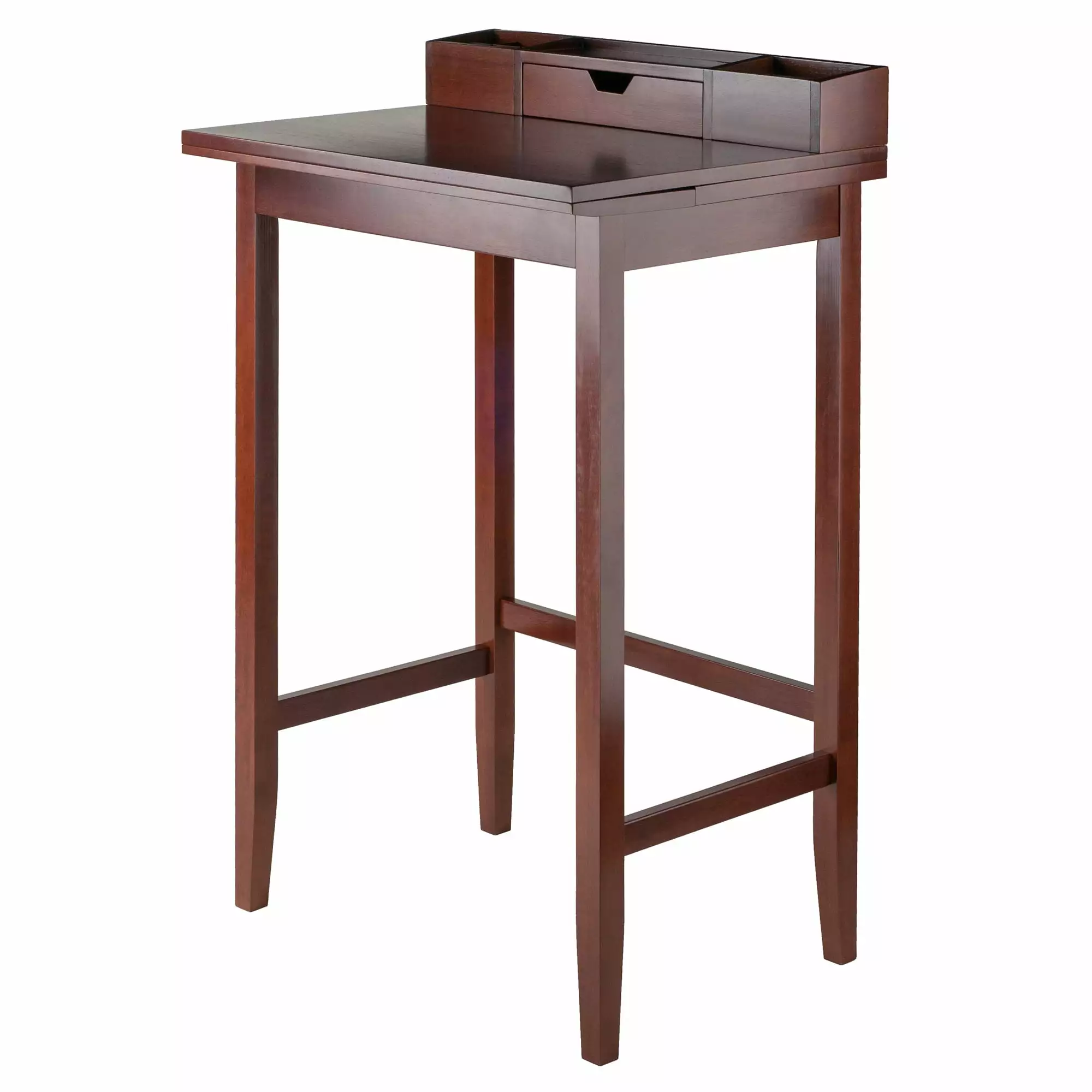 Winsome Wood Archie Ergonomic High Desk Hutch Walnut Finish