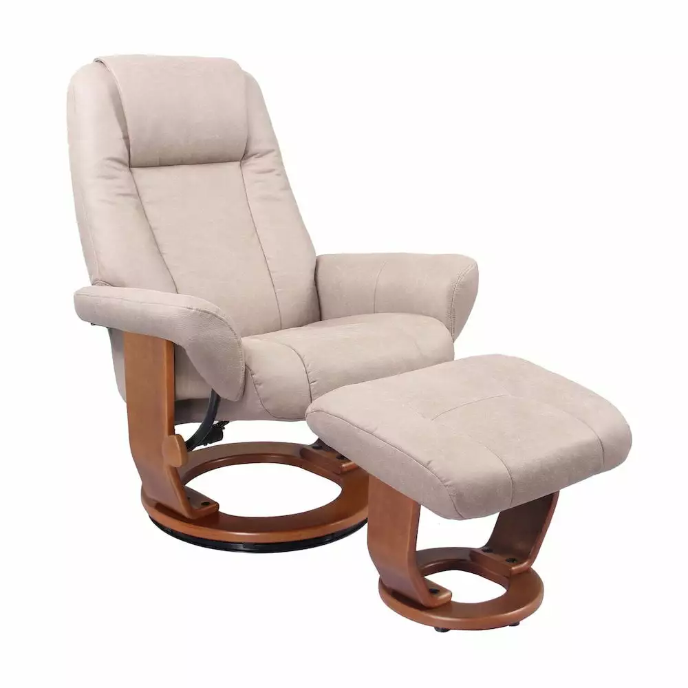 Starline Designs Scandinavian European Styled Recliner and Ottoman Sand Starline Designs LLC