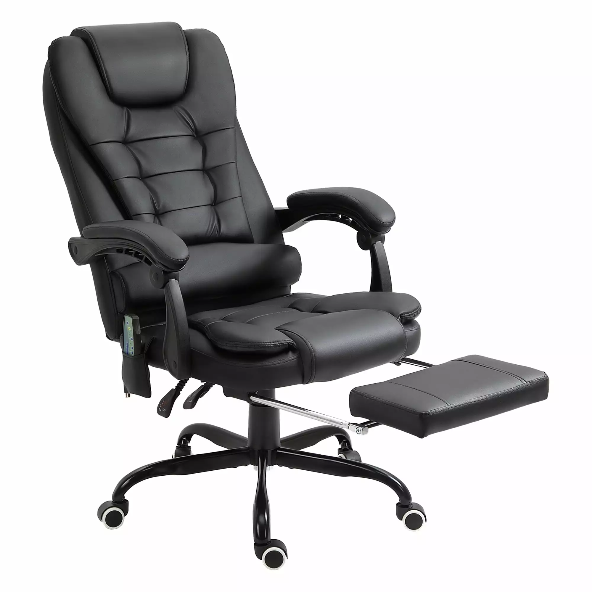 DeeHome Vinsetto 7-Point Vibrating Massage Office Chair Footrest Black