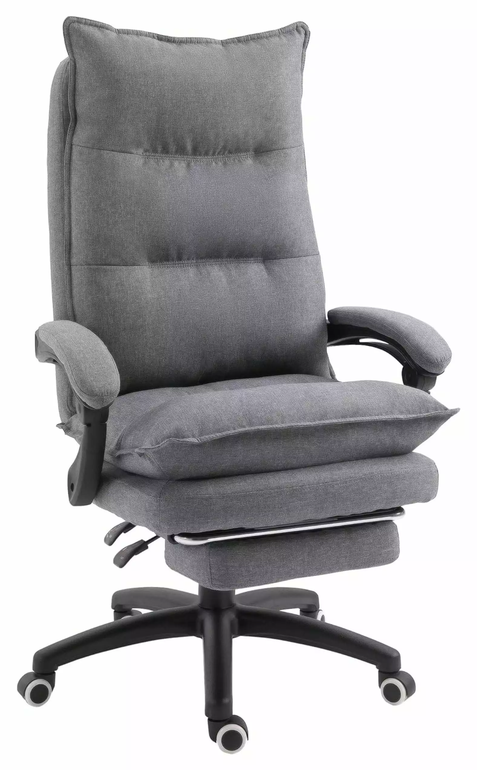 Jiowenm 360° Swivel Executive Home Office Chair Adjustable Height Linen Fabric Recliner Retractable Footrest and Double P...