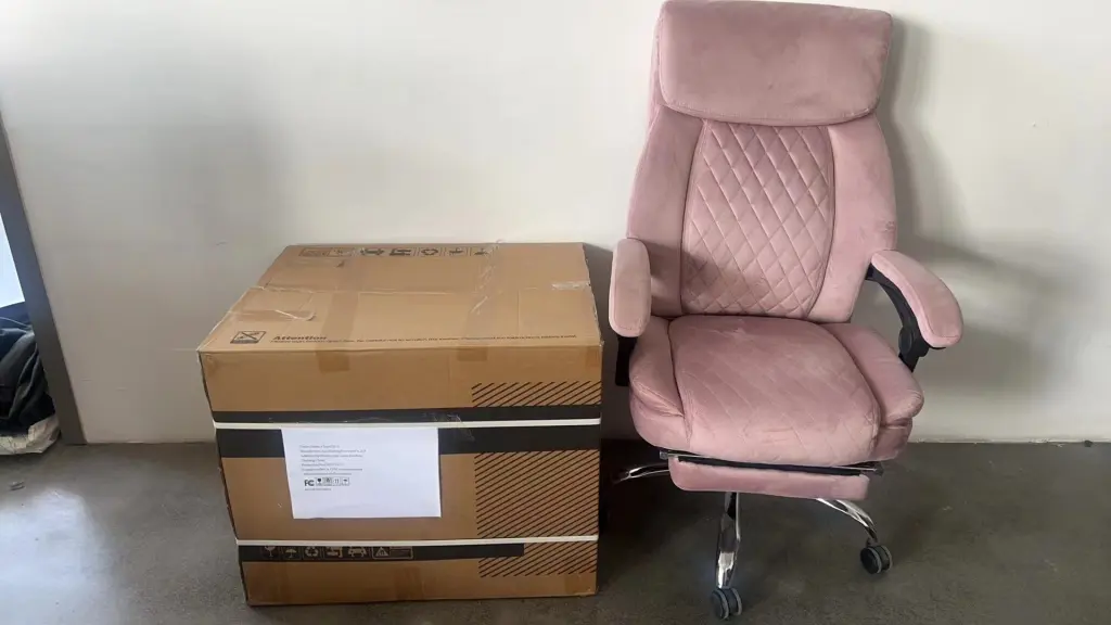 Swivel Office Room Chair Executive Desk Chair Velvet Pink Metal Base w1403