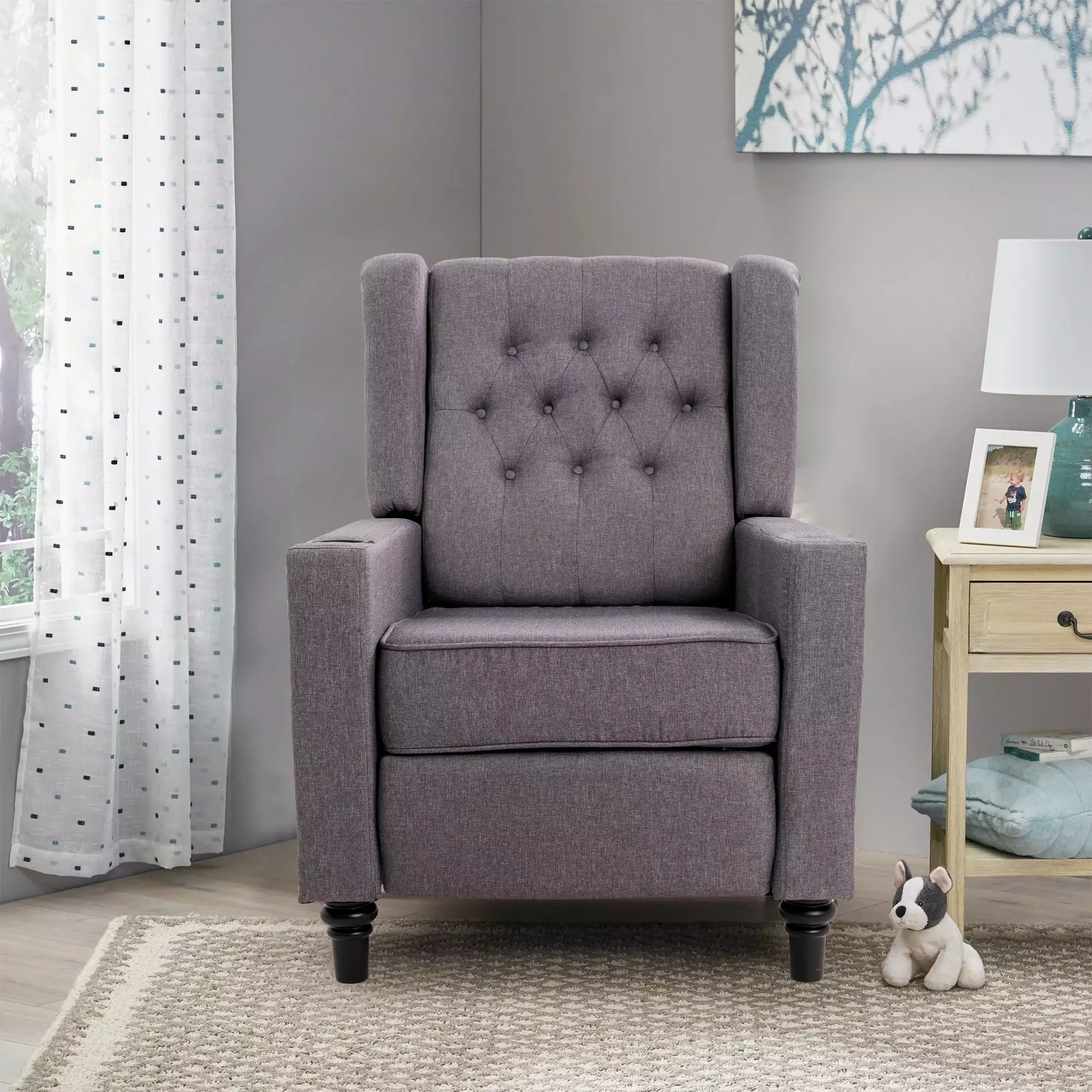 Elegant 360° Swivel Executive Home Office Chair Adjustable Height Linen Style Fabric Recliner Waytrim