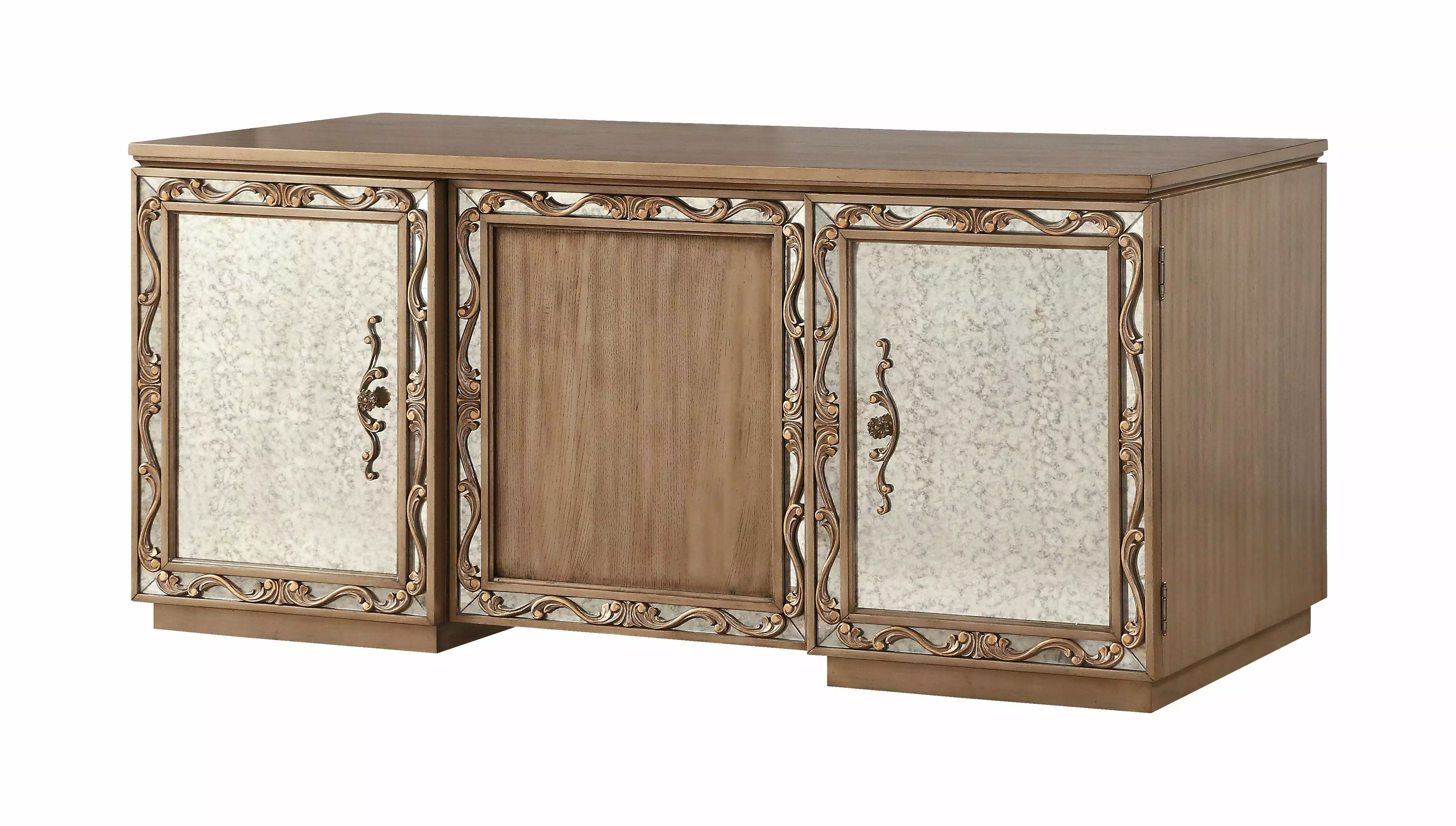ACME Orianne Executive Desk Antique Gold - Modern Office Desk Elegant Finish Acme Furniture