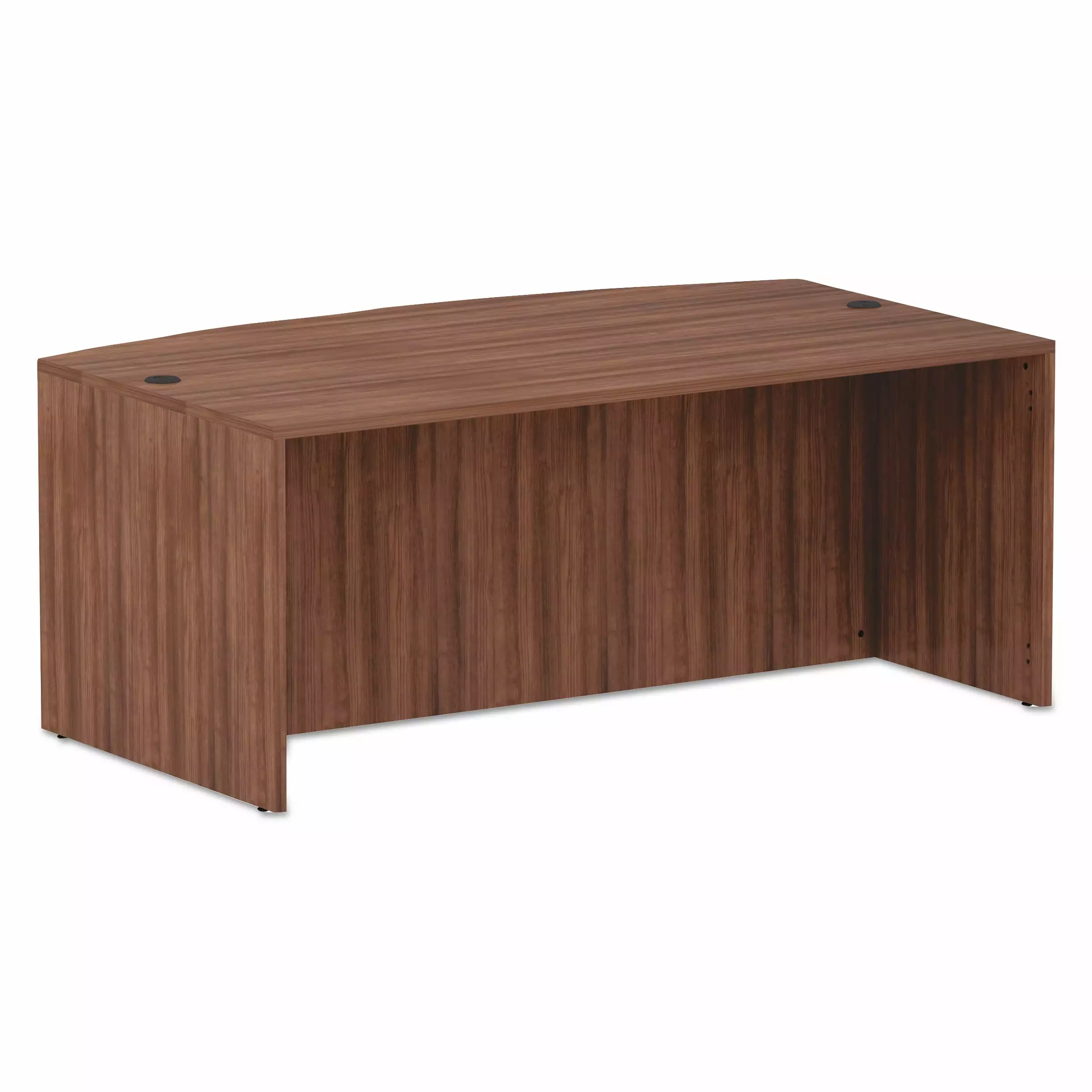 Alera Valencia Series Bow Front Desk Shell Modern Walnut 71 x 41.38 x 29.63