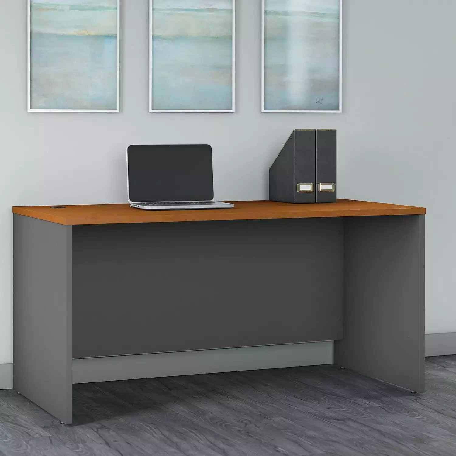 Series C 60W x 30D Office Desk Natural Cherry Engineered Wood Modern Workstation BBF