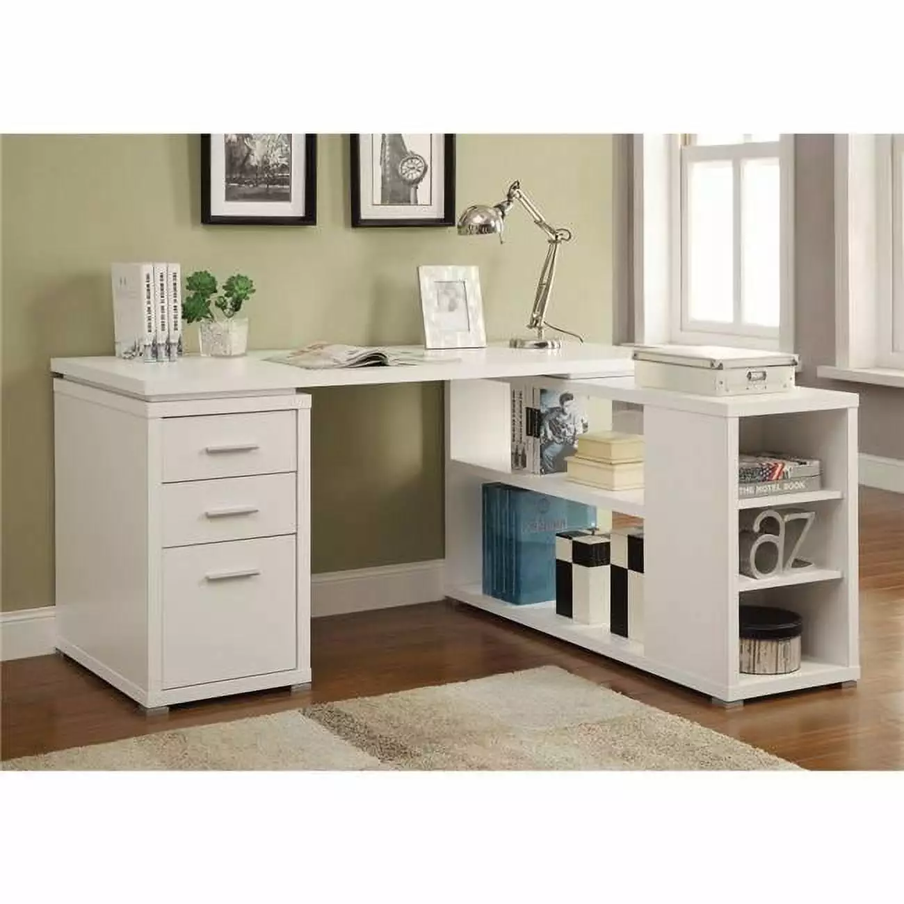 Benzara Exquisite Wooden Office Desk - White Modern Executive Workstation