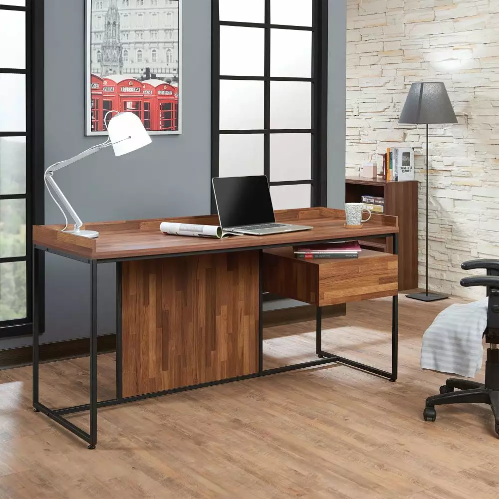 CoSoTower Desk Walnut & Sandy Black - Modern Office Desk