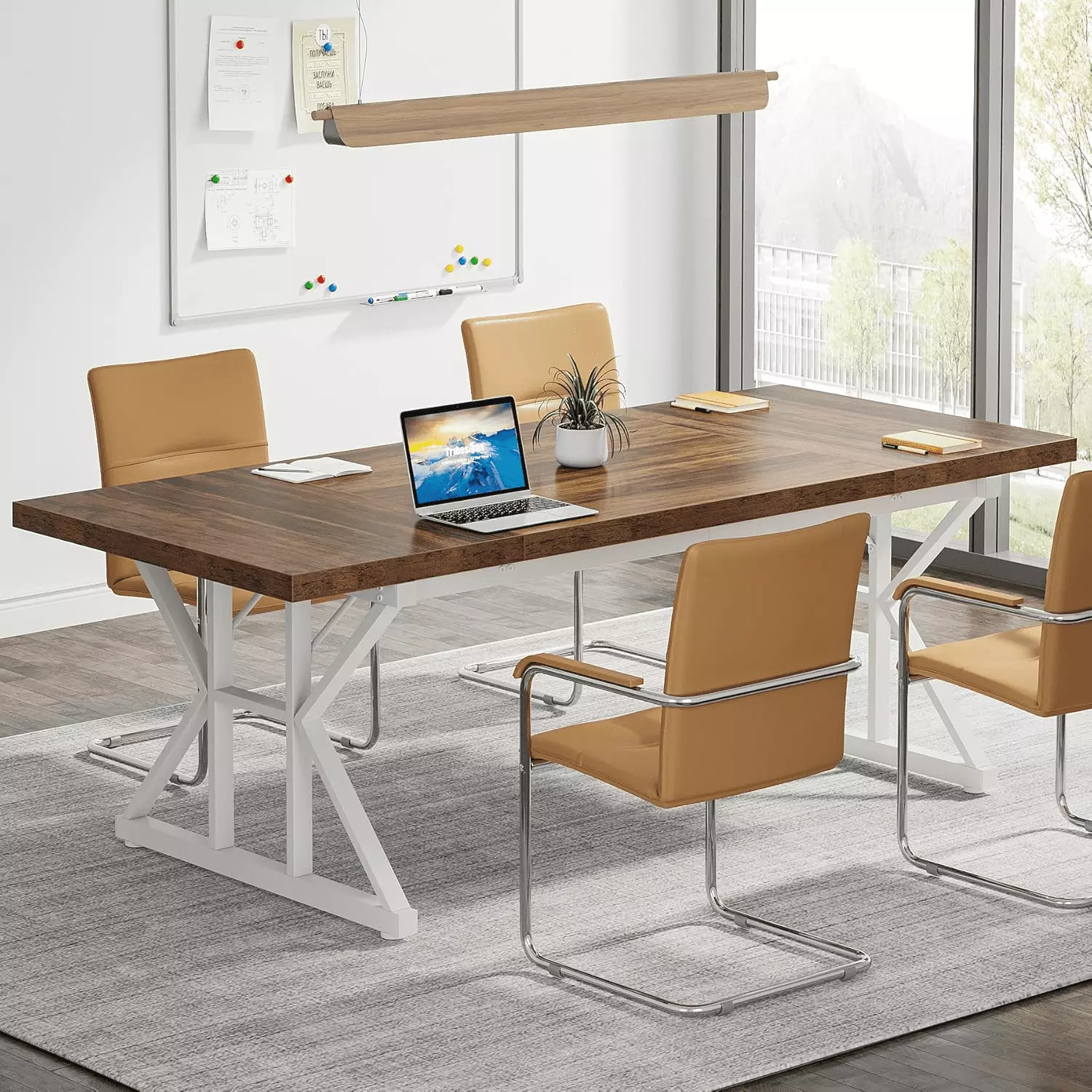 70.8-Inch Large Executive Desk - Modern Wooden Computer Conference Table Home Office Study FHWM-C