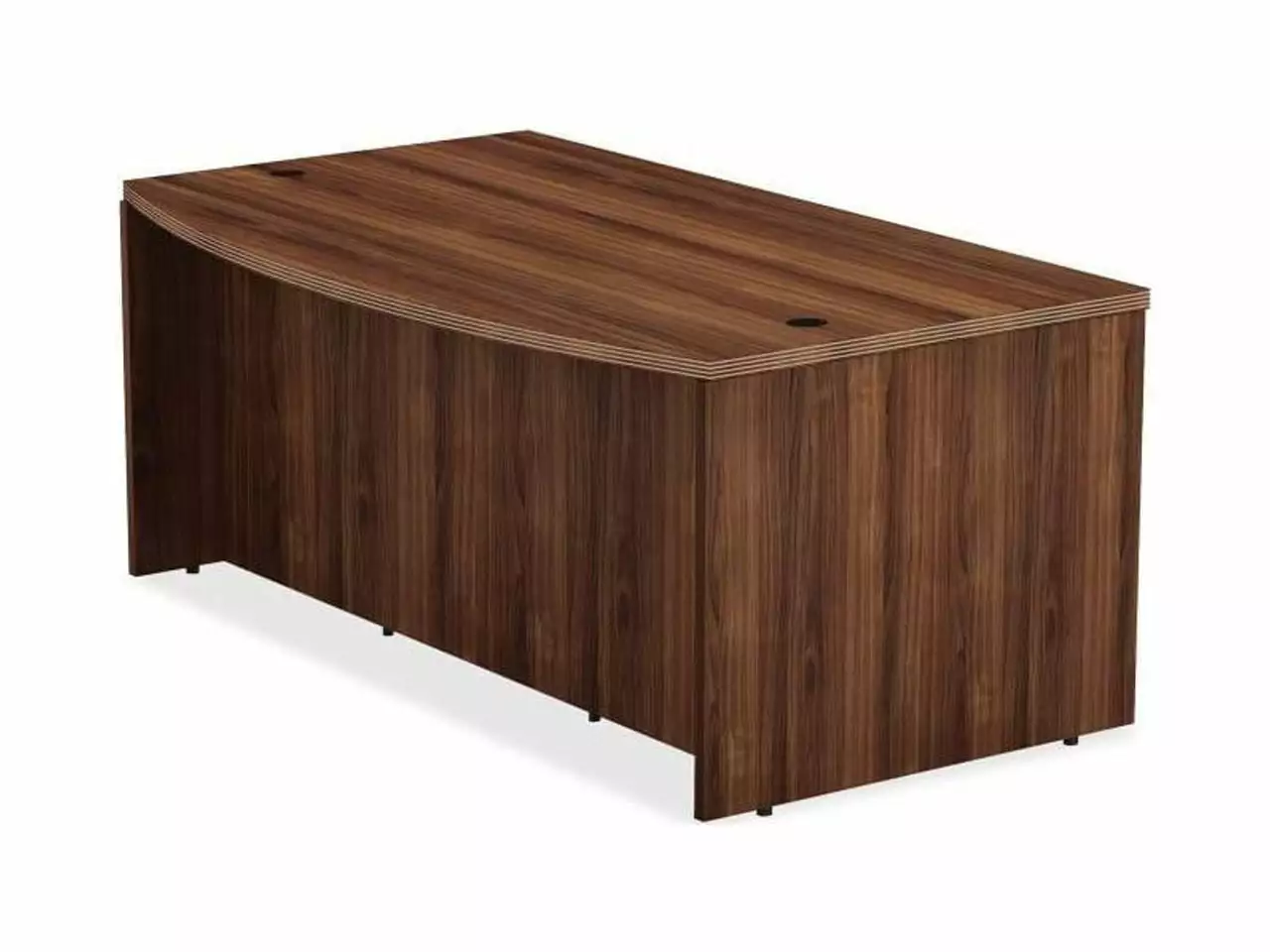 Lorell Bow Desk 1-1/2 Top 36x72x29-1/2 Walnut Large Office Desk