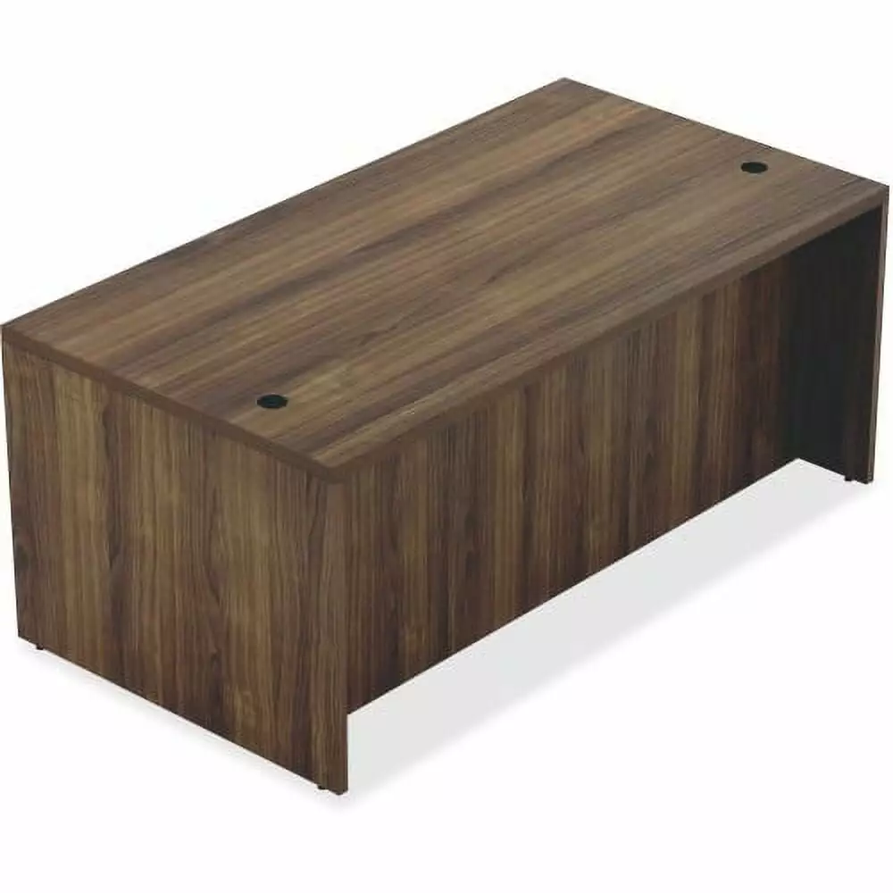 Lorell Chateau Series Walnut Laminate Desking Table 66.1 x 29.5 x 30 Reeded Edge