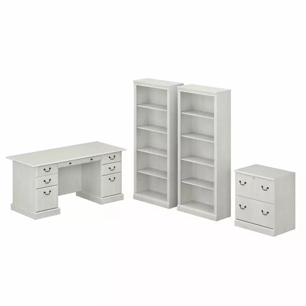 Scranton & Co Saratoga Executive Desk Storage Set White Oak Finish
