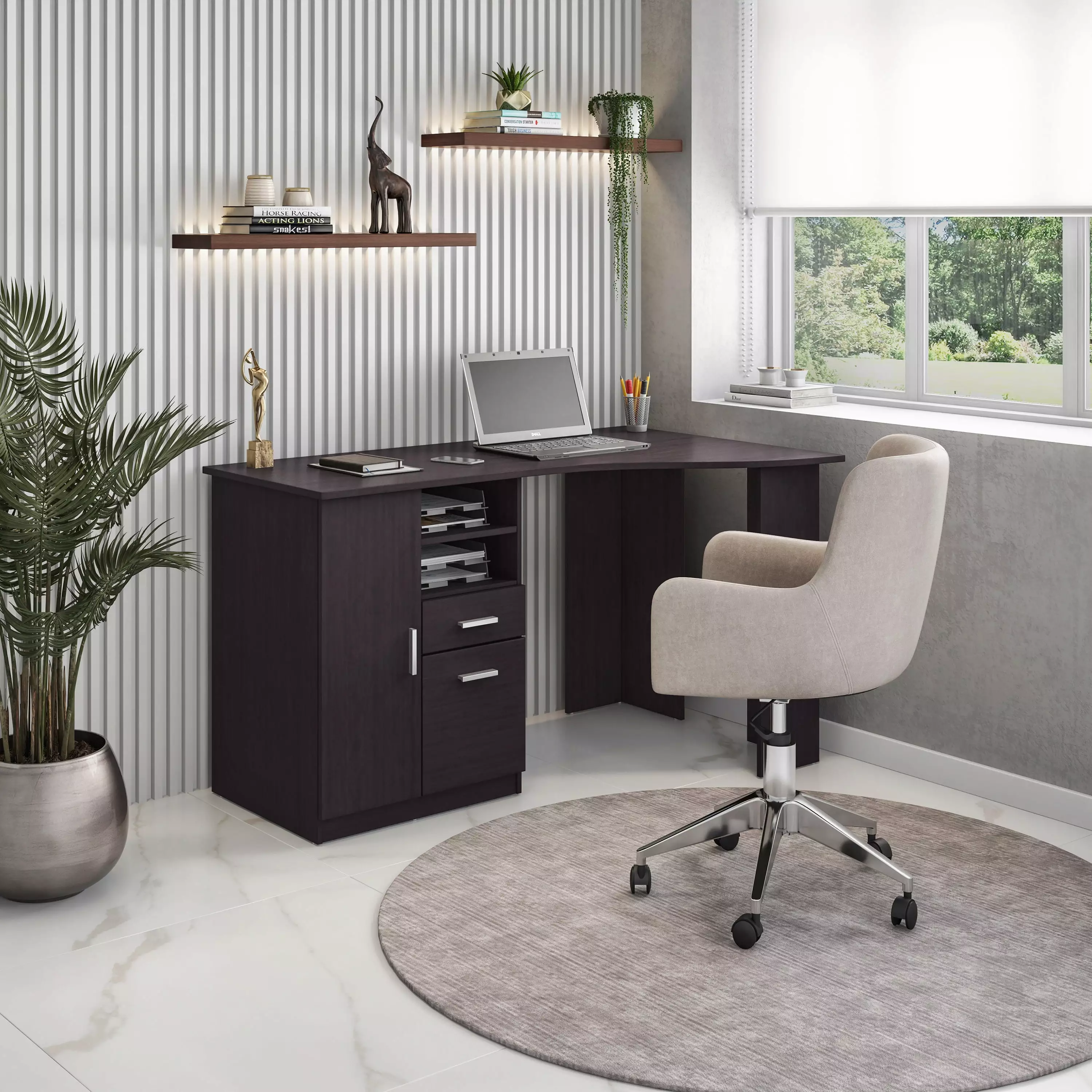 Techni Mobili Classic Office Desk Storage Espresso Finish
