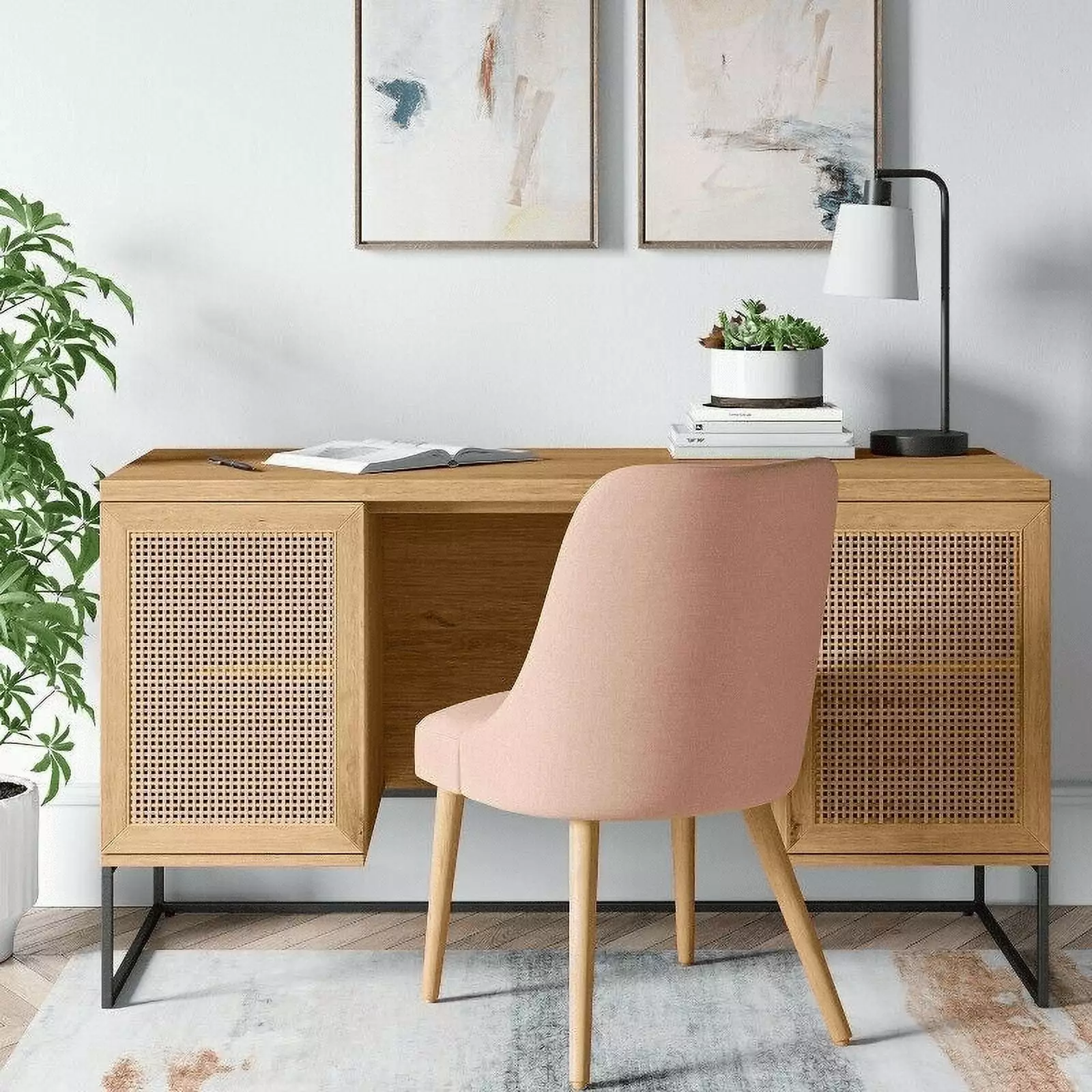 Belmar Executive Desk Storage Natural Finish Threshold Office Furniture