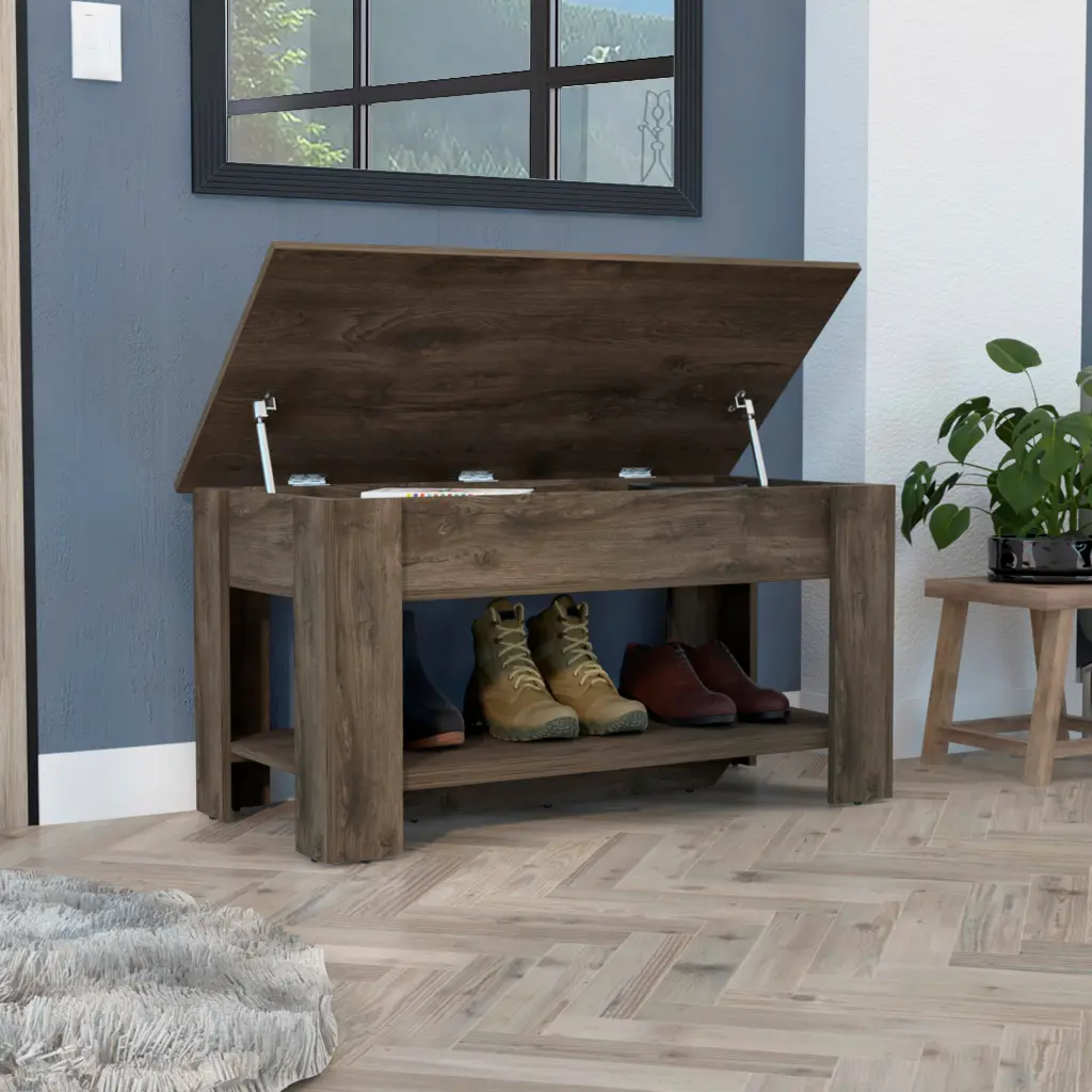 Dark Brown Extendable Storage Table Lower Shelf treevol furniture