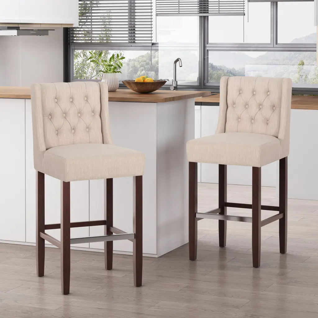 Beige Fabric Barstool Kitchen and Dining nh-onfind
